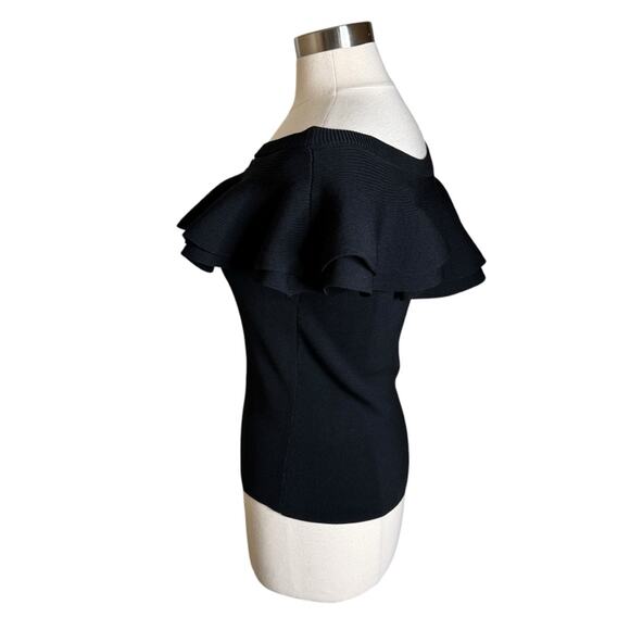 John‎ and Jenn Ruffle Off The Shoulder Black Knit Blouse Women’s Size Large NWOT - Picture 3 of 9